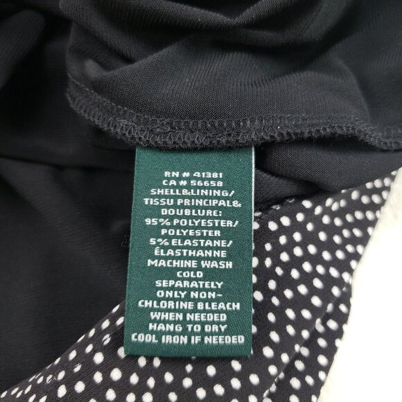 Ralph Lauren V Neck Surplice Jersey Dress Womens 14 Black Polka Dot Knee Length - Picture 15 of 15